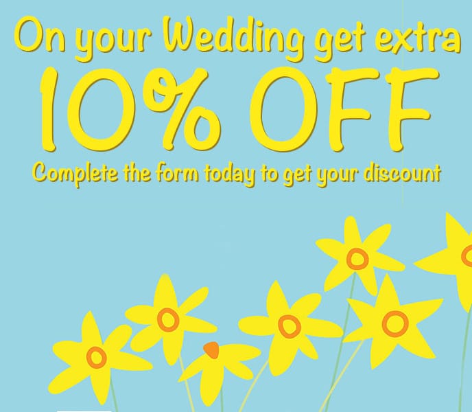 10% Extra discount of wedding packages booked via the online form